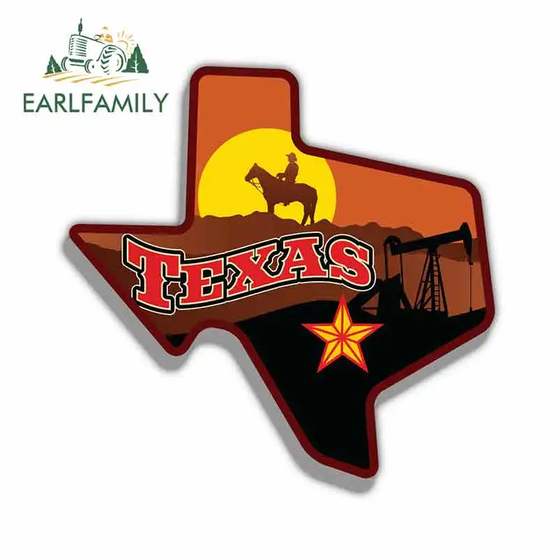 

EARLFAMILY 13 см x 12,6 см для Техаса, США, природная эмблема, забавные автомобильные наклейки, модные наклейки с окклюзией, царапинами, бампером, окошком