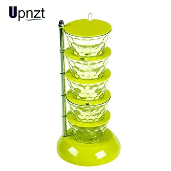 

Seasoning Box Household Four-Compartment Rotating Transparent Storage Box Shelf Kitchen Supplies