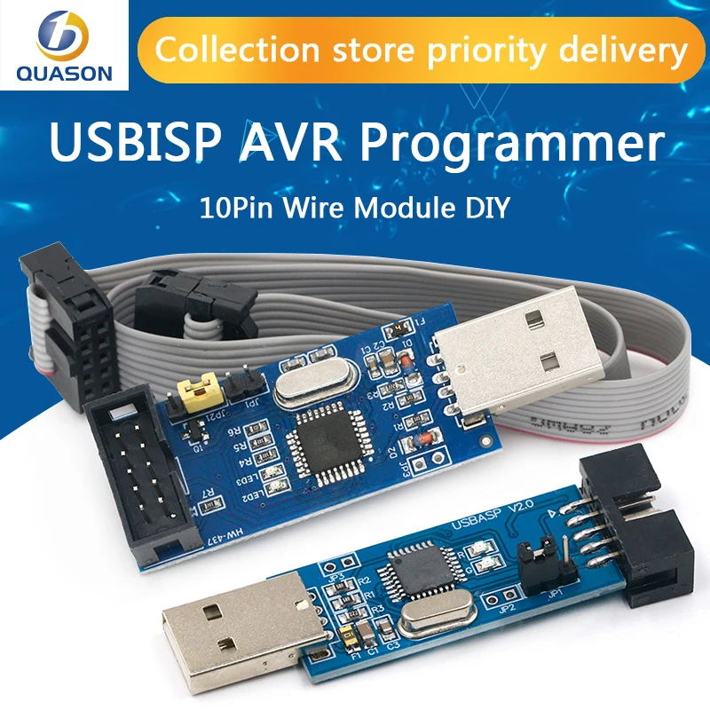 USB-программатор USBASP USBISP AVR ATMEGA8 ATMEGA128 ATtiny/CAN/PWM 10-контактный проводной модуль сделай