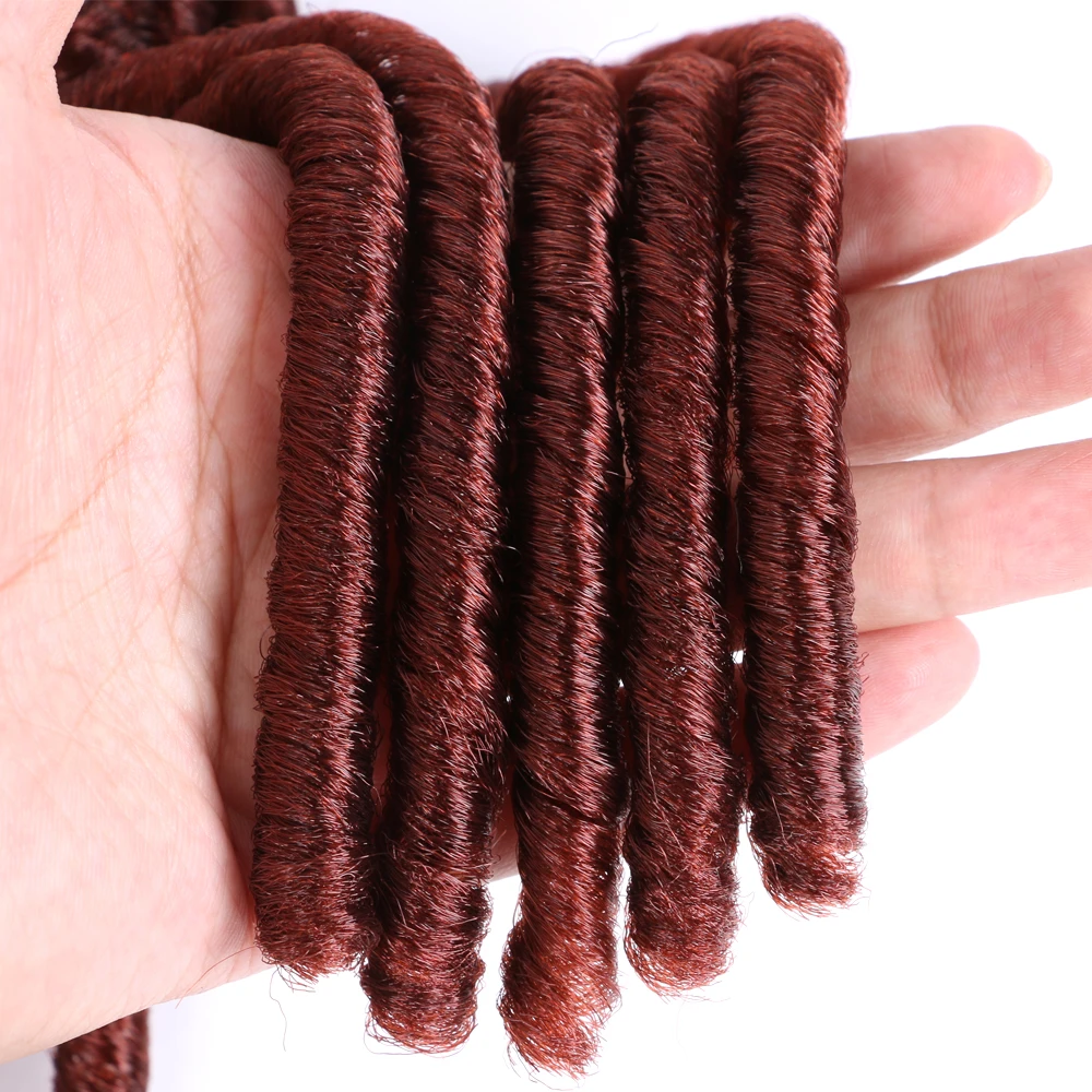Pervado Hair 14&lsquo;&rsquo; 70g/pack Nina Softex Crochet Braids Synthetic Faux Locs Hair Extension Reddish Brown Pre-looped Braiding