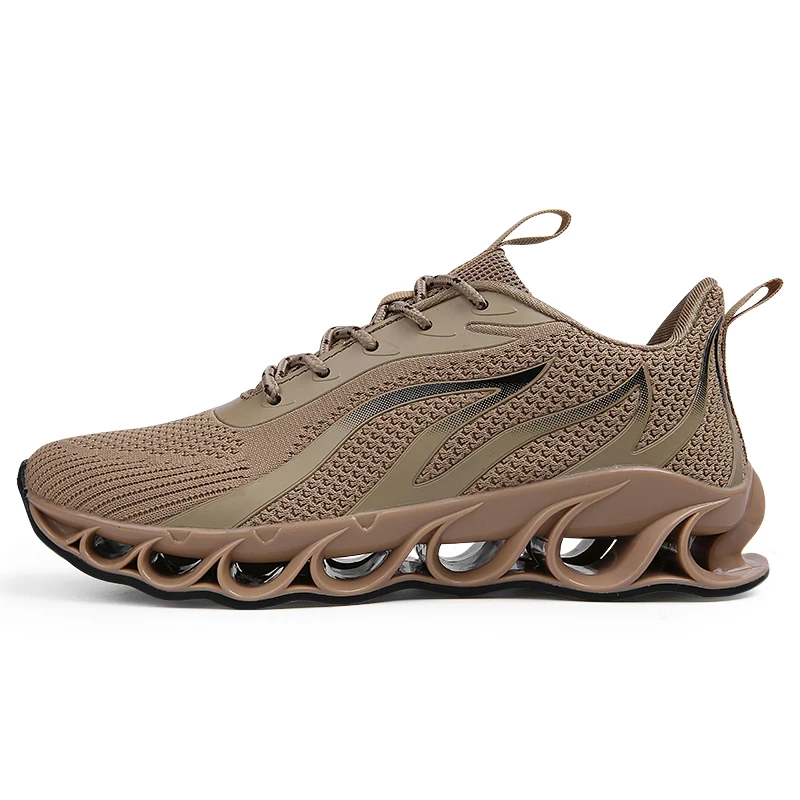 Лезвие спортивная обувь для мужчин дышащие сетчатые носки кроссовки противоскользящая амортизирующая подошва Спортивная обувь для тренировок Zapatills - Цвет: Light Brown