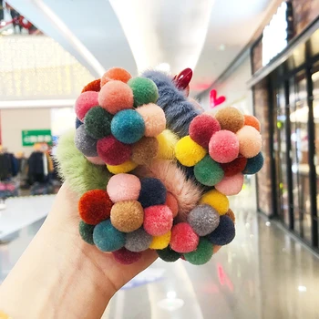 

Winter Woment Girls Sweet Soft Faux Fur Srunchies Rubber Bands Ladies Lovely Colorful Elastic Hair Bands Female Hair Accessories