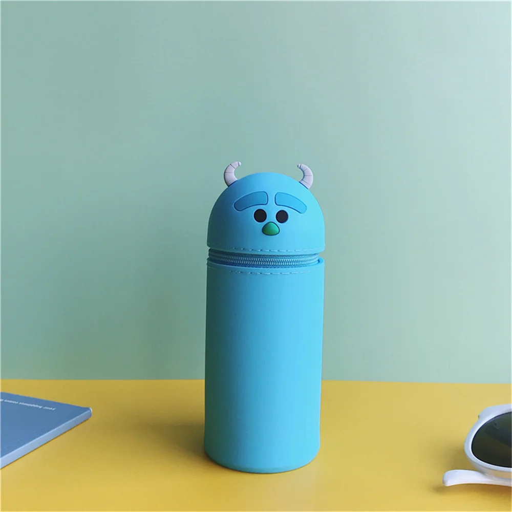 Q UNCLE Blue, мультяшная Кисть для макияжа, трубка для хранения, силикагель, водонепроницаемые косметички, милый макияж, в форме бочонка, модный держатель для ручек