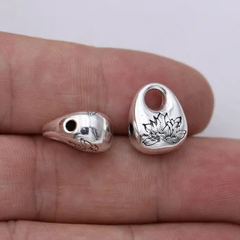 

10PCS Antique Silver Plated Lotus Flower Charm Pendant Jewelry Making Bracelet Necklace DIY Earrings Accessories Craft