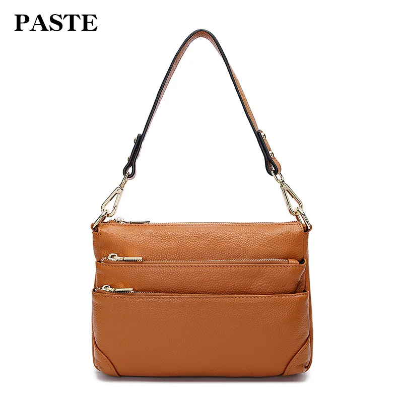 

2019 Spring And Summer New Style WOMEN'S Leather Bags Multi-Zipper Compartment Crossbody Bag First Layer Cowhide Handbag Fashion