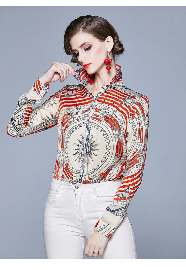 Женская Офисная рубашка с длинным рукавом и принтом тигра топы 2019|chiffon blouse|satin shirts