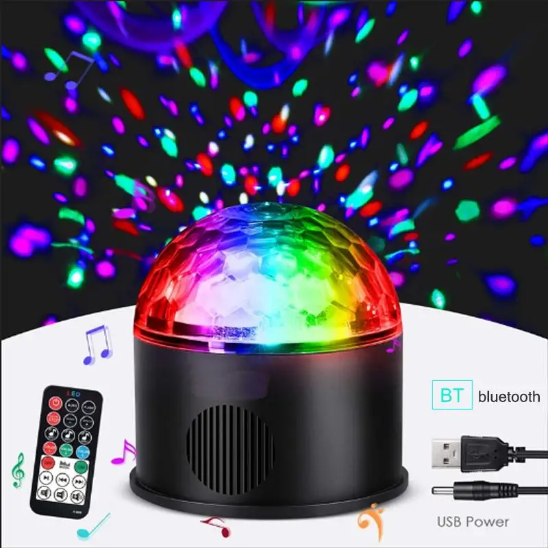 9 Вт 9 цветов 4 режима диско-шар вечерние свет магический RGB DJ огни звук активировать вращающийся Строб сцена огни + пульт дистанционного