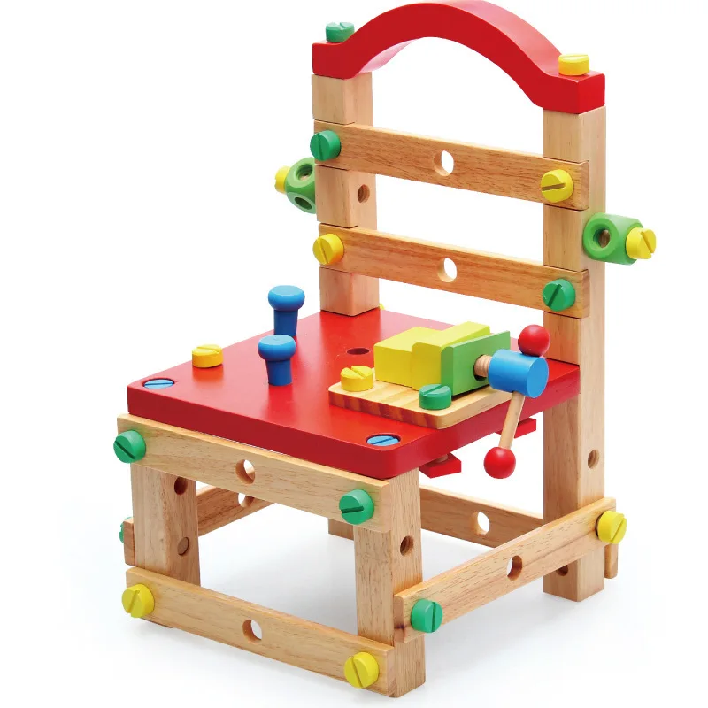 

Youdele Early Education Children Disassembly Wooden Work Multi-functional Educational Assembled Chair Tool Luban Chair Toy