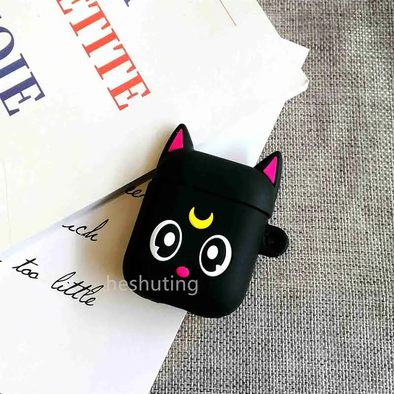 Blackcat Чехол для Airpods, силиконовый чехол с рисунком для Apple Air pods, милый чехол для наушников, 3D чехол для наушников, аксессуары для наушников - Цвет: Blackcat
