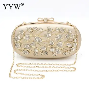 

Rhinestone Matel Women Clutch Bag Evening Party Luxury Bead Cocktail Party Party Purse Handbag Pochette Femme Gold Wedding Purse