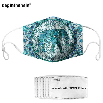 

Doginthehole Bohemian Elephant Mandala 3D Fashion Mask with 7 Filters Unisex PM2.5 Dust Proof Face Mouth Masks Health Care