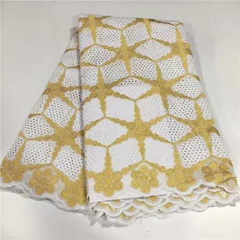 

Latest African Cotton Lace Fabric 2019 High Quality Nigerian French Cotton Embroidery Swiss voile Lace Fabrics 5Yards