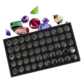 

50 Slots Plate Nail Art Manicure Tool Case Jewelry Display Empty Holder Gems Transparent Storage Box With Cover Glitter Powder