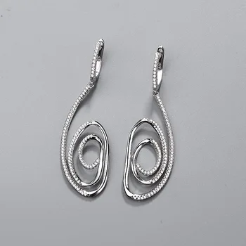 

CMajor Latest S925 Sterling Silver Imported 7A Cubic Zircon European and American Style Simple Fashion Dangle Earrings for Women