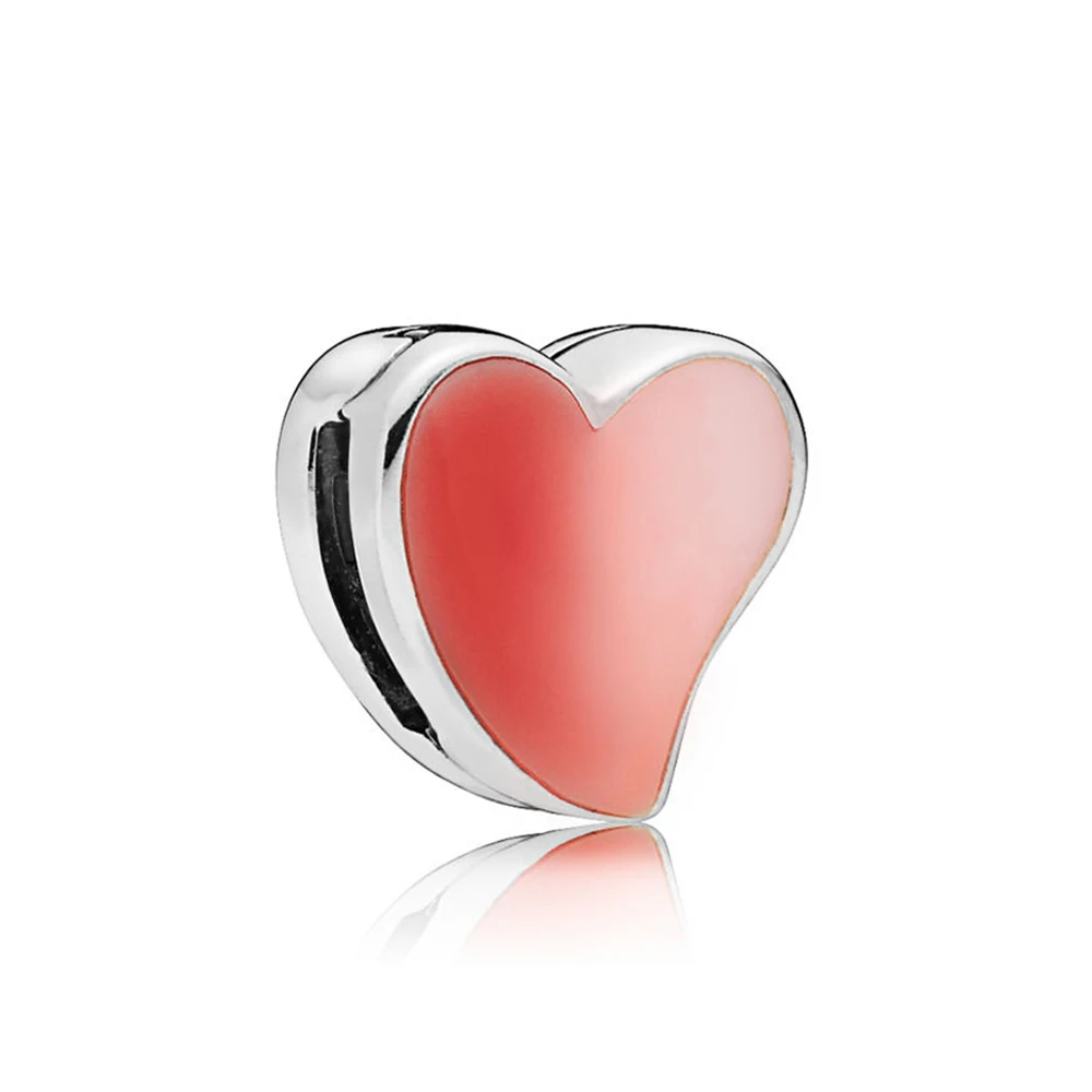 

100% 925 Sterling Silver New 2019 Valentine's Day 797820ENMX ASYMMETRIC HEART OF LOVE HANGING CHARM Products DIY Bracelet