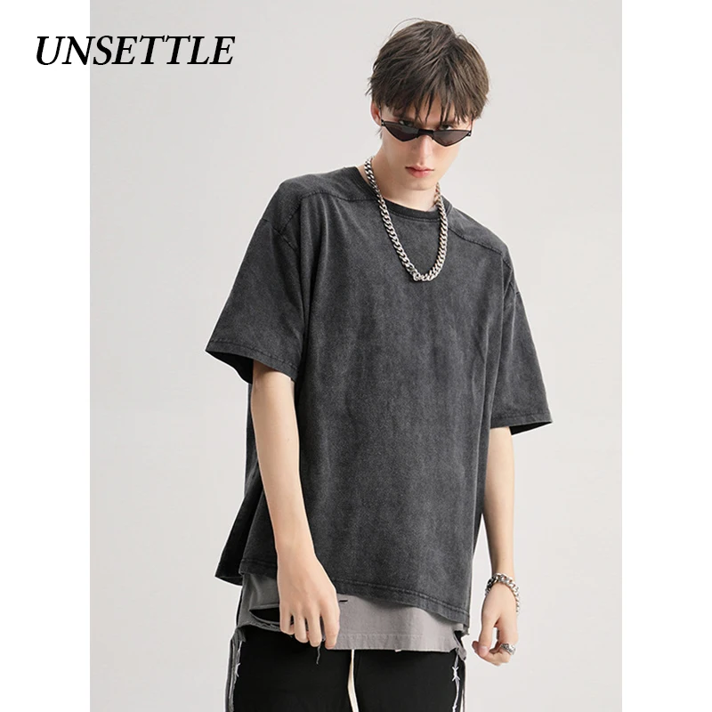 UNSETTLE 2020SS Толстая хлопковая тяжелая ткань футболки Мужчины/Женщины Хип хоп kanye west