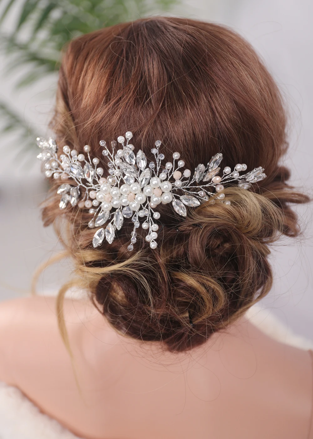 Skyllc® Silver Plated Rhinestone Bridal Party Gift Hair Comb Pin 