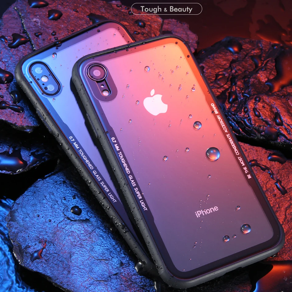 0 7 мм стеклянный чехол для iPhone 11 Pro Max 8 X XR из закаленного стекла Plus XS TPU Edge