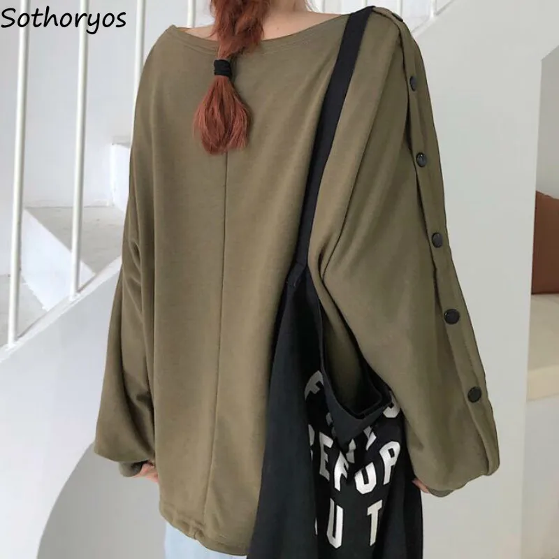 

Hoodies Women Fashion All-match Button Korean Style Loose Soft Kawaii Ulzzang Lovely Thin 2019 Spring Autumn New Womens Clothes