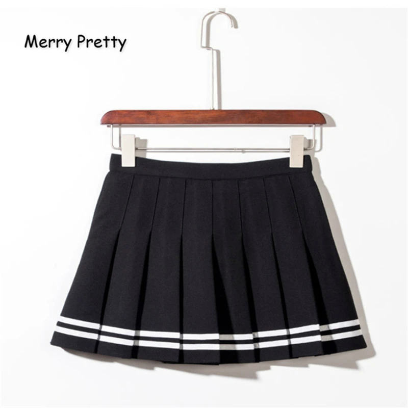 

Merry Pretty Women High Waist Pleated Skirts Harajuku Lolita Stripe A-Line Sailor Skirt Cosplay Japanese School Skirts uniform