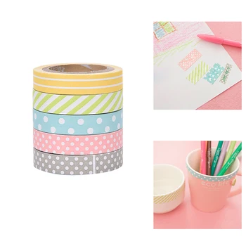 

5 Color Paper Tapes Handmade DIY Decorative Washi Tape Colored Adhesive Tapes 5pcs/set