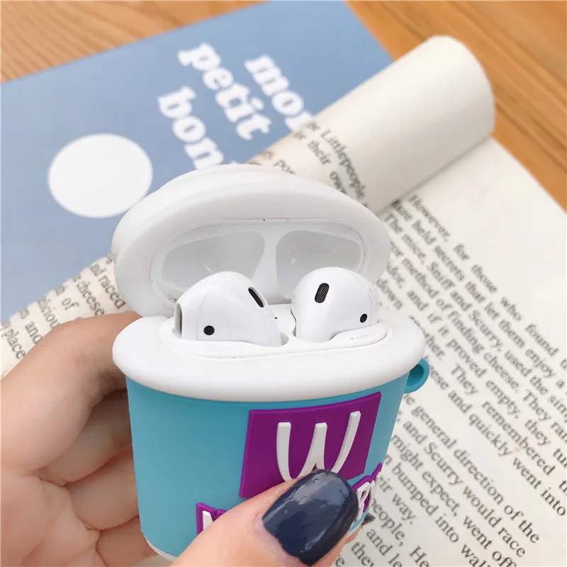 3D коробочка для мороженого, чехлы для наушников для Apple Airpods 1/2, Силиконовая Защитная крышка для наушников, милые аксессуары