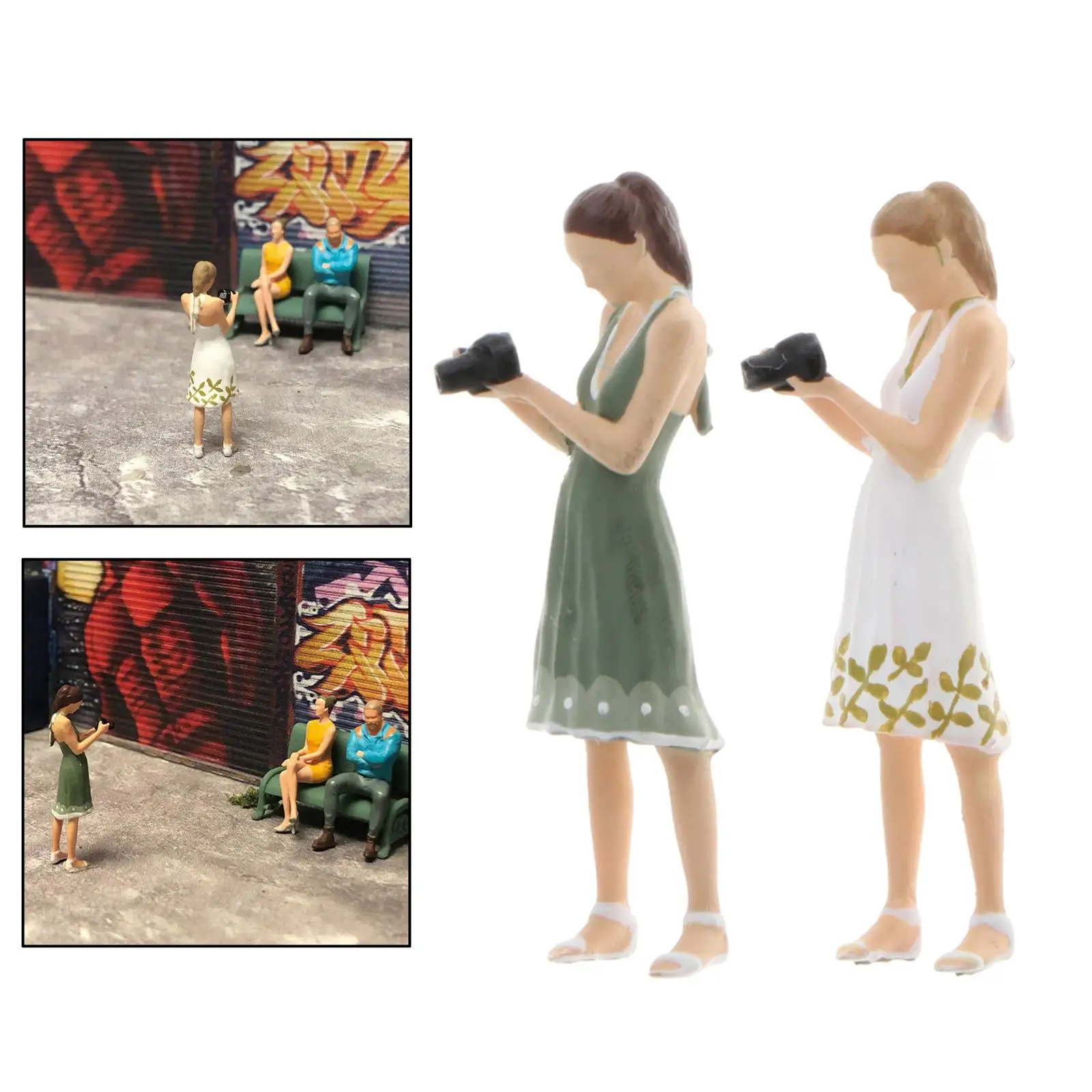 1/64 Painted Girl Photograph Girls - Scene Setters Figures Suit Scene People Female DIY Building Models