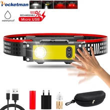 

outdoor cob headlight waterproof household rechargeable headlamp led fishing glare long shot sensor headlight 18650 head lamp