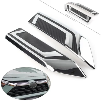 

For Toyota Rav 4 2019 2020 RAV4 Chrome Car Front Center Mesh Grille Cover Radiator Trim ABS Plastic 2Pcs
