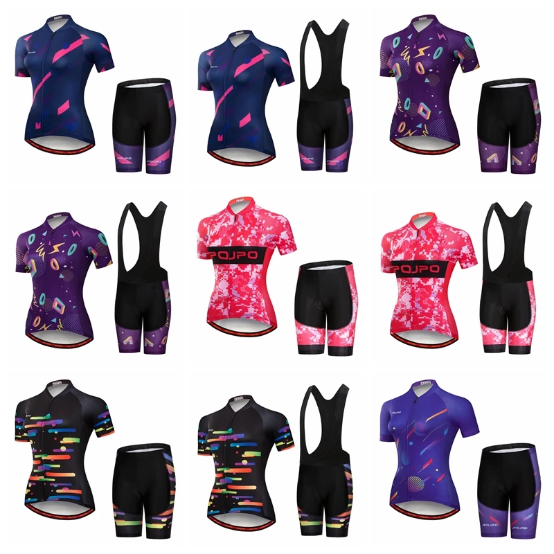 

Cycling Jersey Set 2019 Bike Jersey Bib Shorts summer road Bike suit MTB Bicycle Top bottom Maillot Ropa Ciclismo Purple