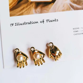 

Palm Hand Pearl Earring Accessories Eardrop Jewelry Component Ornaments Diy Material Handmade 8pcs