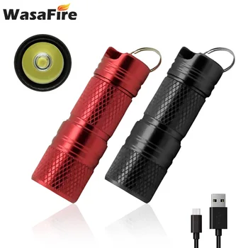 

10pcs/lot Wholesale Aluminium Alloy Mini Led Lanterna Waterproof Keychain Flashlights USB Rechargeable 1 Mode Small Torch