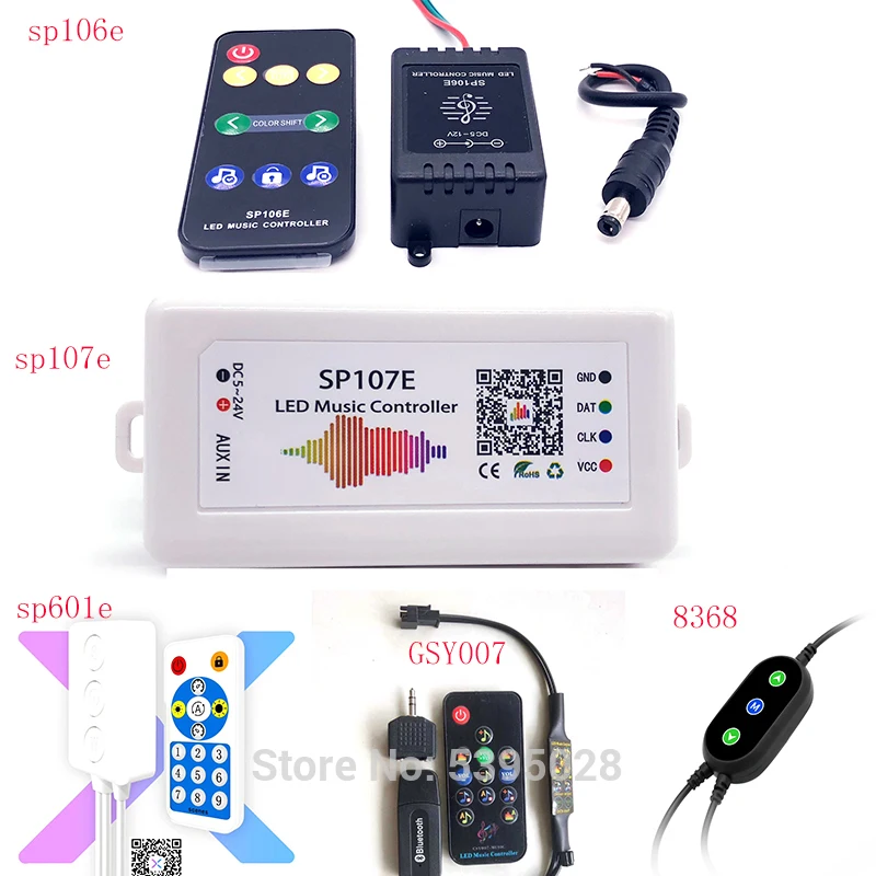 

BluetoothAPPRGB AddressableMusicControllerSP106/107/601E for WS2812BWS2811SK6812 DMX512 Led Strip pixel lamp RGB/RGBW dc5v-24v