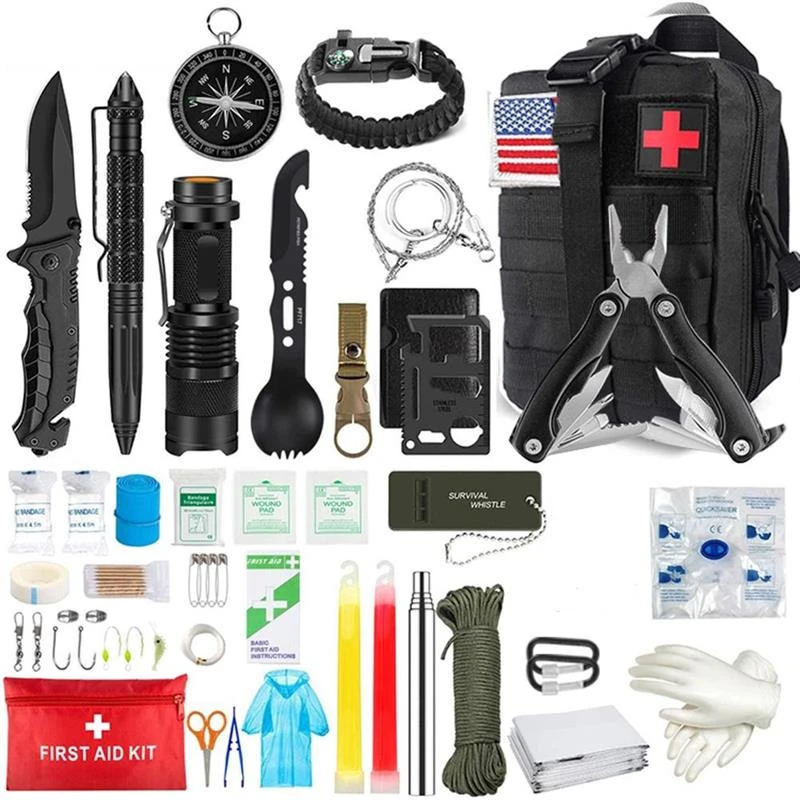 Ready America 70380 72 Hour Emergency Kit, 4-Person, 3-Day Backpack, Includes First Aid Kit, Survival Blanket, Portable Preparedness Go-Bag for