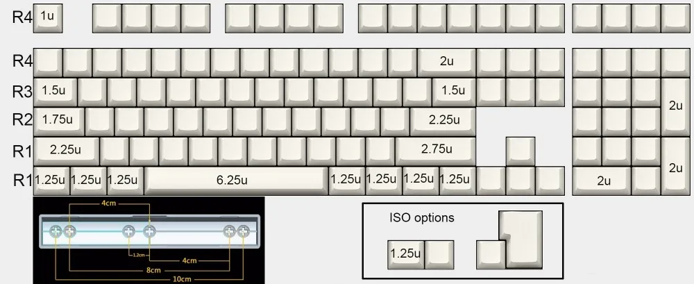 ymdk ansi tampa de teclado lado para interruptores teclado