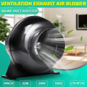 

4 32w Black Inline Duct Booster Fan Ventilation Exhaust Air Blower 170 m3/h