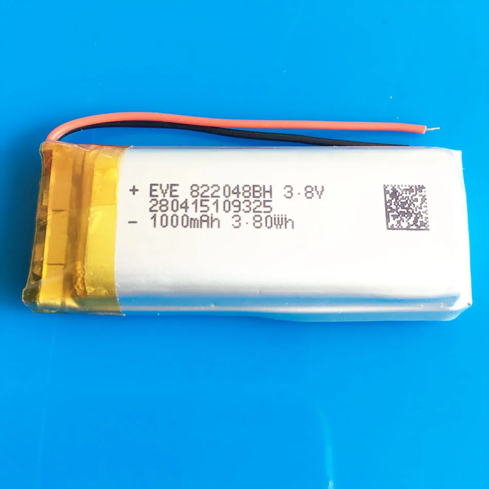 

3.7V 1000mAh lipo polymer lithium rechargeable battery 822048 power for MP3 GPS PSP recorder headset e-book camera
