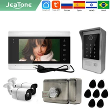 

Jeatone Tuya smart 7 ‘’ WIFI video intercoms for home phone interphone with Keypad/RFID Card Door with ID lock / ourdoor Camera
