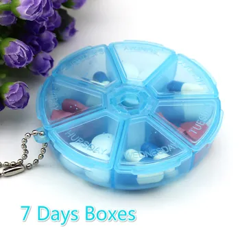 

7 Days Pill Box Weekly Round Pill Box Medicine Drug Tablet Dispenser Organizer Storage Case Travel Pill Case Splitter Container