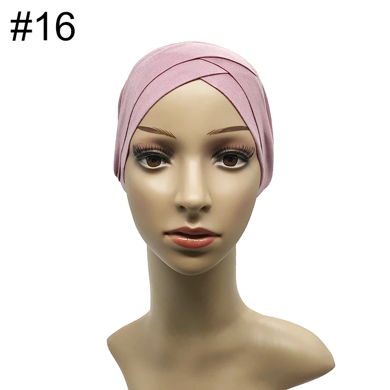 1 шт. горячая Распродажа модальный мусульманский платок для женщин крест-накрест труба шляпа подшарф мусульманский Внутренний головной убор женская шляпа мусульманский хиджаб 28 цветов - Цвет: 16