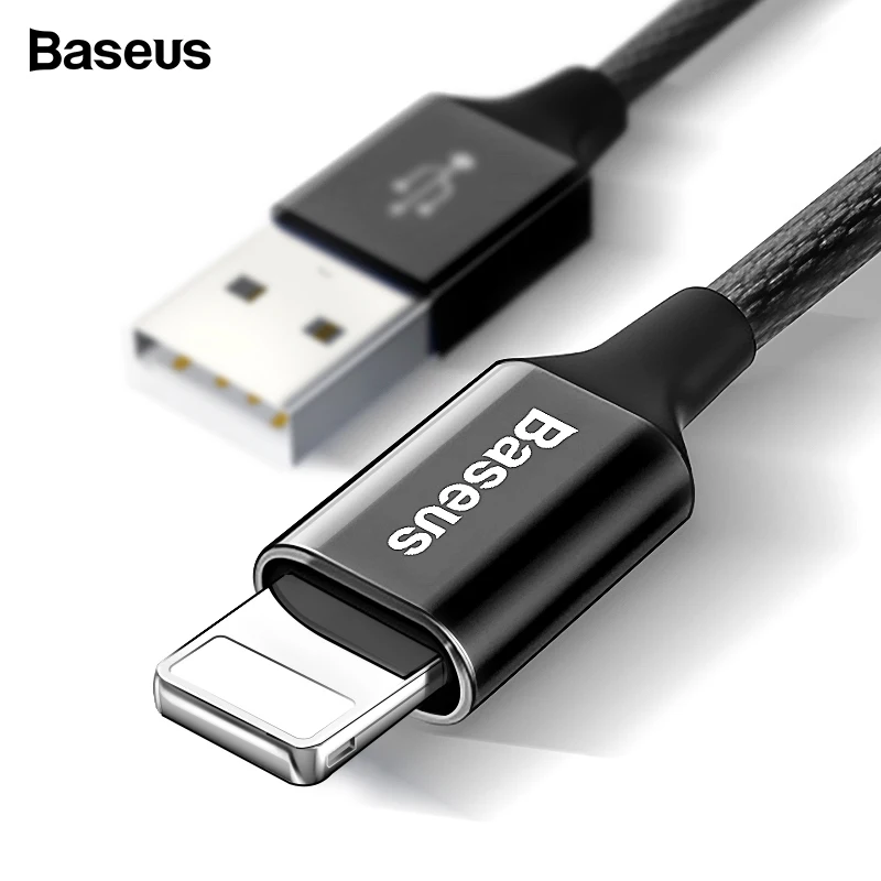 Короткий usb-кабель Baseus lightning 0,5 м 1 м 2 м 3 м 5 м кабель зарядного устройства для iPhone xs max xr 8 7 6s plus 5 11 ipad pro - Тип штекера: Black