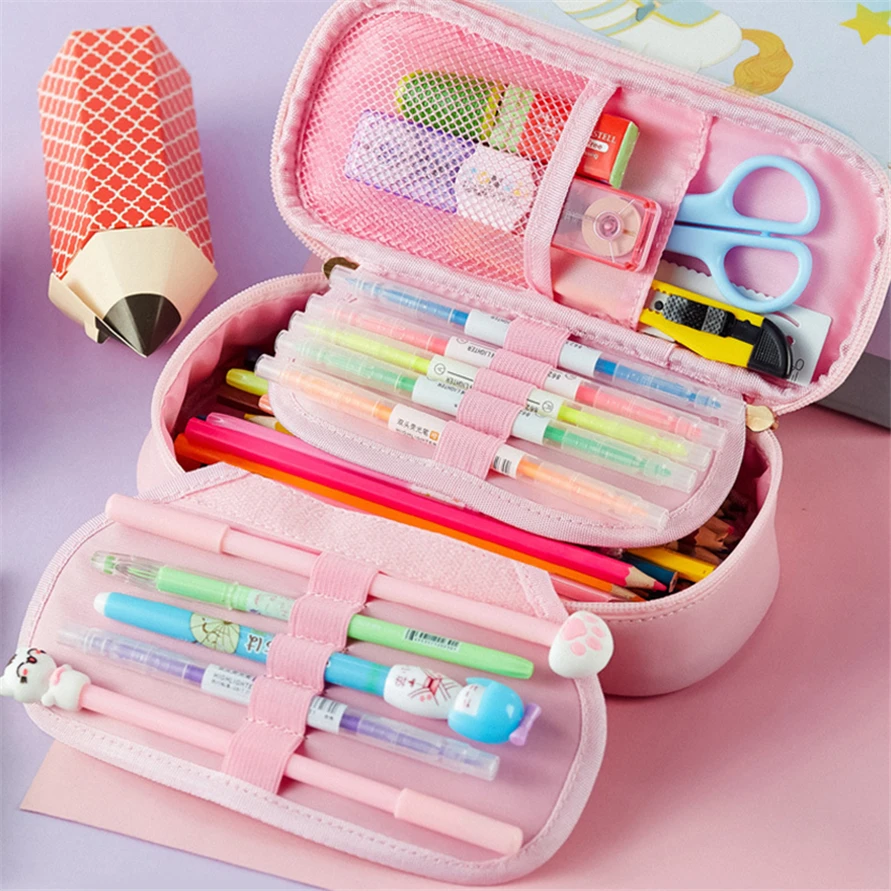 Estuches de lápices Kawaii para Estuche de papelería bonito, bolsas 4 capas, Estuche Escolar, Piornik Trousse Scolaire - AliExpress