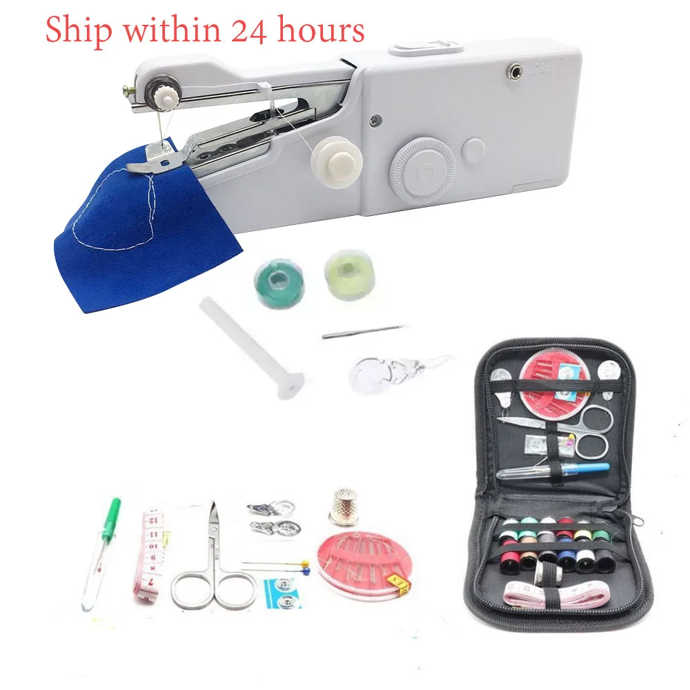Portable Sewing Machine Mini Handheld Sewing Machine Cordless Electric Stitch Household Tool for Fabric Clothing Kids Cloth