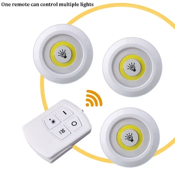 

LED Closets Lights New Dimmable COB Under Cabinet Light with Remote Control Battery Operated for Wardrobe Bathroom