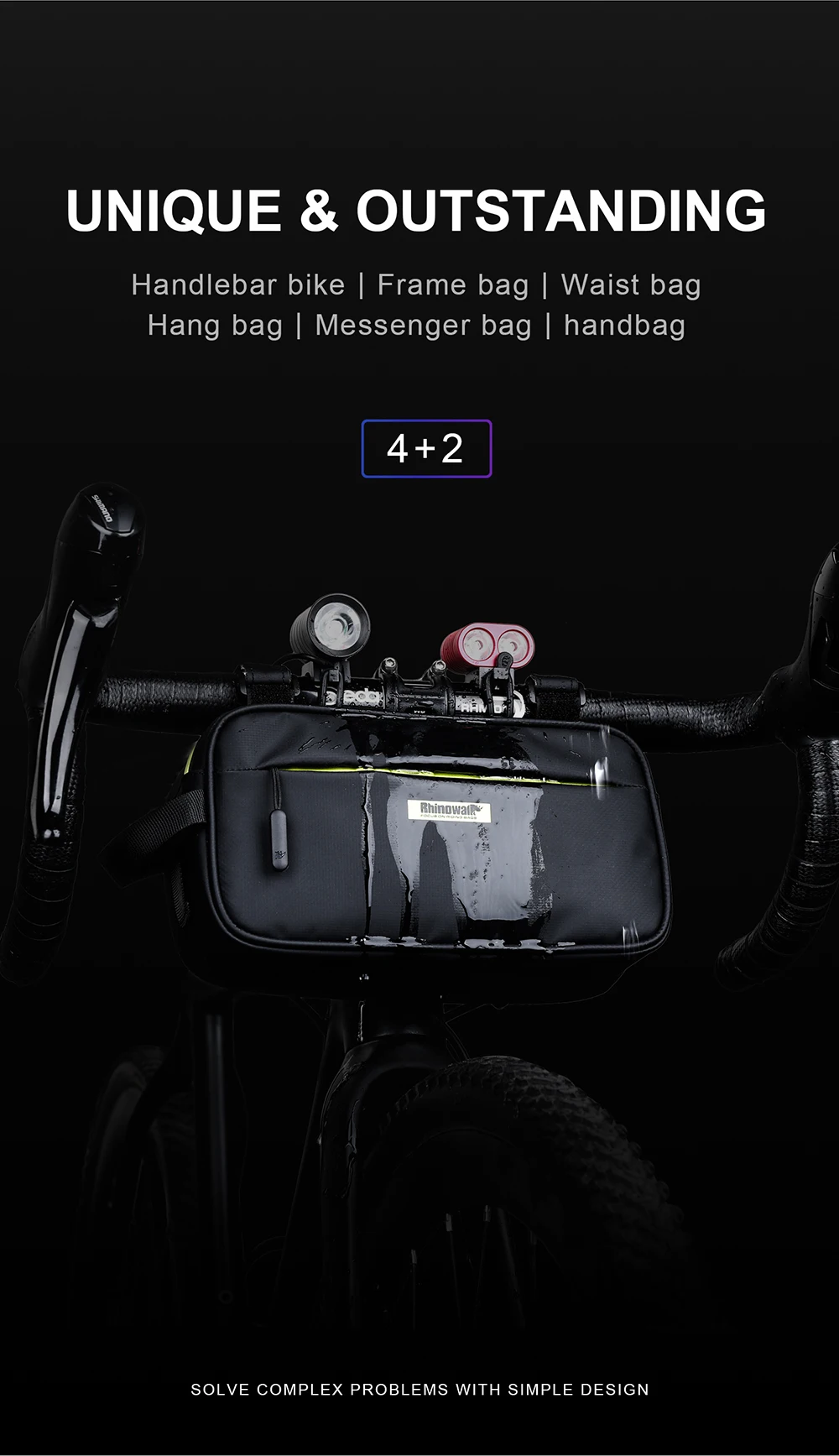 Rhinowalk Bicycle Front Frame Triangle Bag 2.5L Waterproof Handlebar Bike Bag Multifunction for mountain Bike Cycling Waist Bags (2)