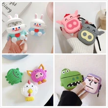 3D наушники в виде кролика чехол для Airpods 2 чехол силиконовый чехол для мыши для Apple Air pods чехол Динозавр для наушников ремешок для наушников