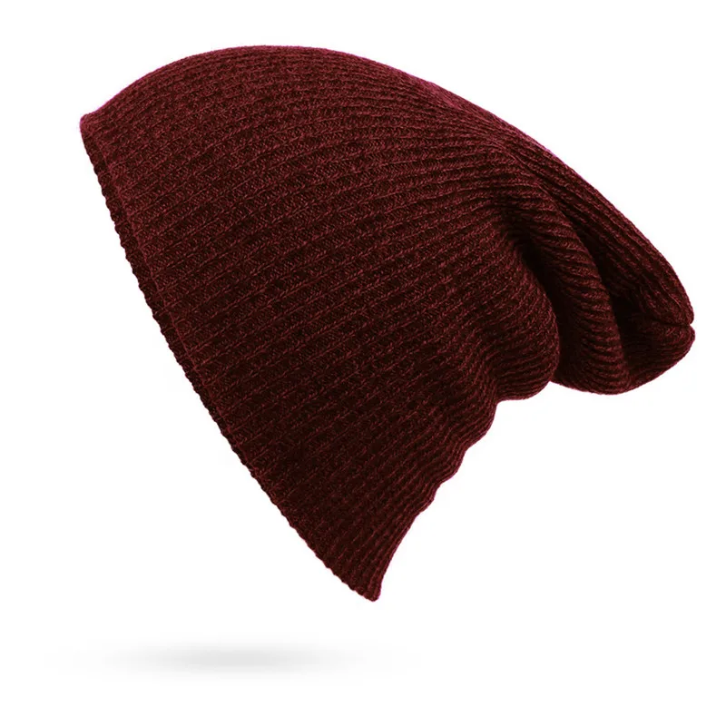 Skullies Beanies, зимние шапки для мужчин, шарф, вязаная шапка для женщин и мужчин, теплая мягкая Балаклава для шеи, шапка бини, зимняя шапка - Цвет: Red wine