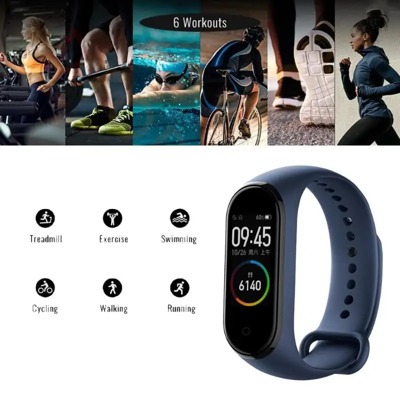 XIAO mi китайская версия Xiaomi mi Band 4 монитор здоровья 5ATM 0,95 дюймов TPU будильник таймер отсчет умный браслет