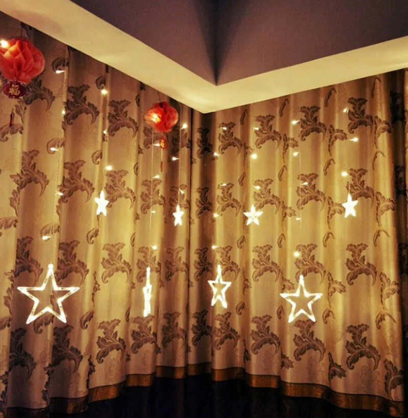 Светодиодный светильник с 12 большими звездами, новогодняя, Рождественская гирлянда, сказочный светильник для занавесок, вечерние, праздничные, свадебные, декоративные лампы