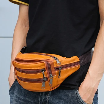 

Fashion Casual Men Outdoor Sports Bag Large Capacity Ultra-Thin PU Waist Bag Belts Male Multi-Function Running Mobile Phone Bag